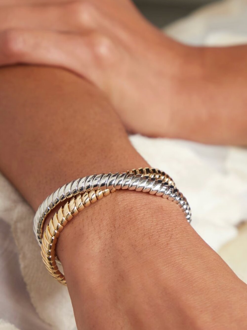 Roxanne Assoulin Double Cobra Bracelet in Shiny Gold & Bright Silver